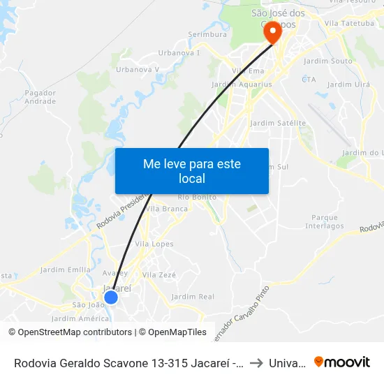 Rodovia Geraldo Scavone 13-315 Jacareí - SP 12308-000 República Federativa Do Brasil to Univap - Direito map