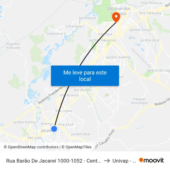 Rua Barão De Jacareí 1000-1052 - Centro Jacareí - SP Brasil to Univap - Direito map