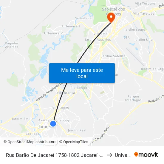 Rua Barão De Jacareí 1758-1802 Jacareí - SP 12307-460 República Federativa Do Brasil to Univap - Direito map