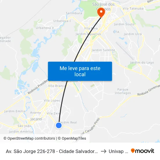 Av. São Jorge 226-278 - Cidade Salvador Jacareí - SP 12312-130 Brasil to Univap - Direito map
