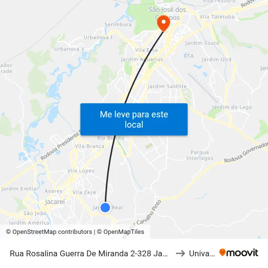Rua Rosalina Guerra De Miranda 2-328 Jacareí - SP 12312-400 República Federativa Do Brasil to Univap - Direito map
