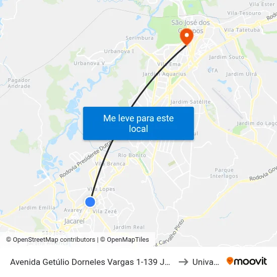Avenida Getúlio Dorneles Vargas 1-139 Jacareí - SP República Federativa Do Brasil to Univap - Direito map