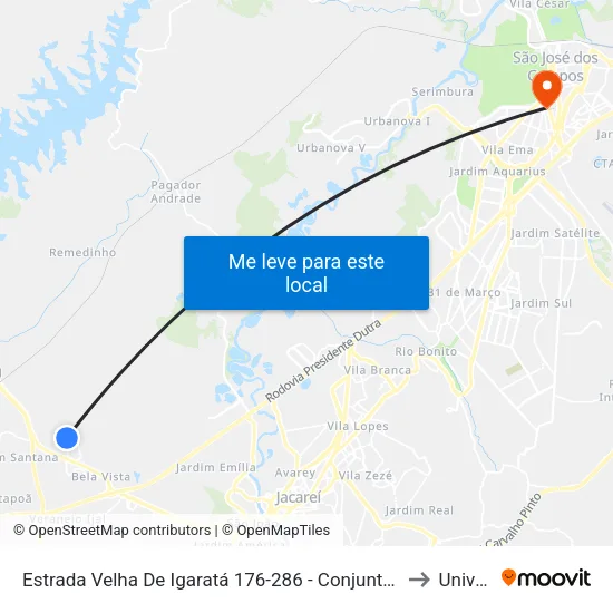 Estrada Antiga De Igaratá 190 Zona De Adensamento Controlado (Zac) Jacareí - São Paulo 12324-010 Brasil to Univap - Direito map