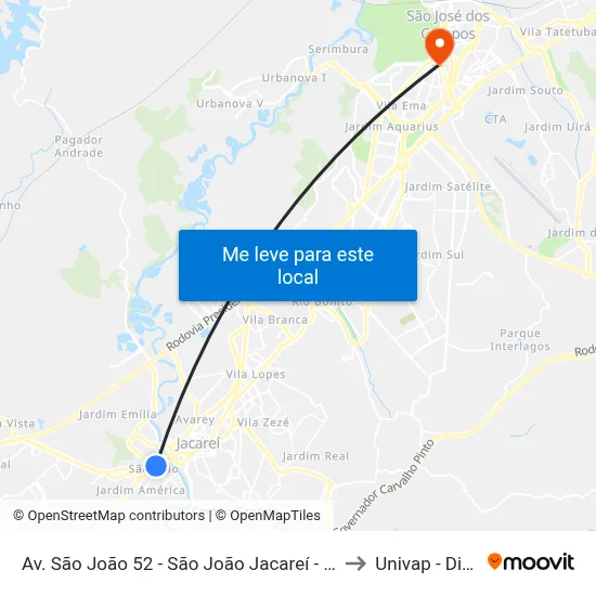 Av. São João 52 - São João Jacareí - SP Brasil to Univap - Direito map