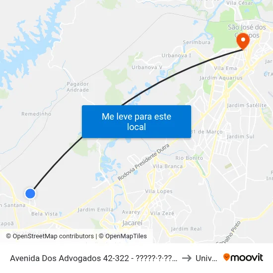 Avenida Dos Advogados 42-322 - ?????·?·??? Jacareí - São Paulo 12332-510 República Federativa Do Brasil to Univap - Direito map