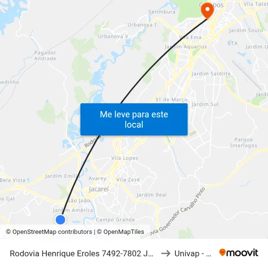 Rodovia Henrique Eroles 7492-7802 Jacareí - SP Brasil to Univap - Direito map