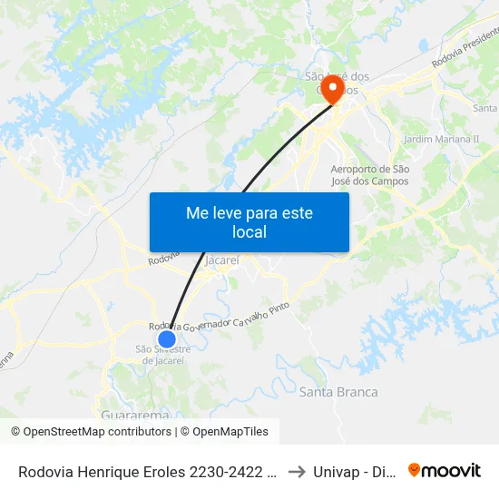 Rodovia Henrique Eroles 2230-2422 SP Brasil to Univap - Direito map