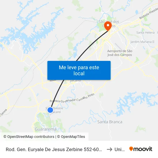 Rod. Gen. Euryale De Jesus Zerbine 552-604 - Zona De Adensamento Controlado (Zac - São Silvestre) Jacareí - SP Brasil to Univap - Direito map