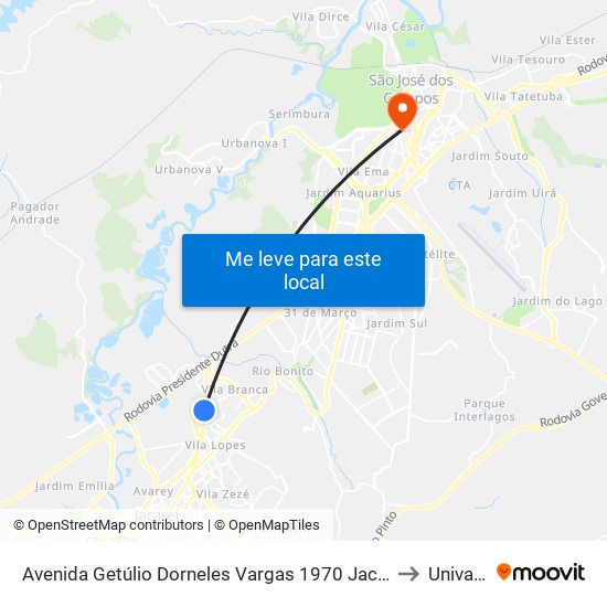 Avenida Getúlio Dorneles Vargas 1970 Jacareí - SP 12305-000 República Federativa Do Brasil to Univap - Direito map