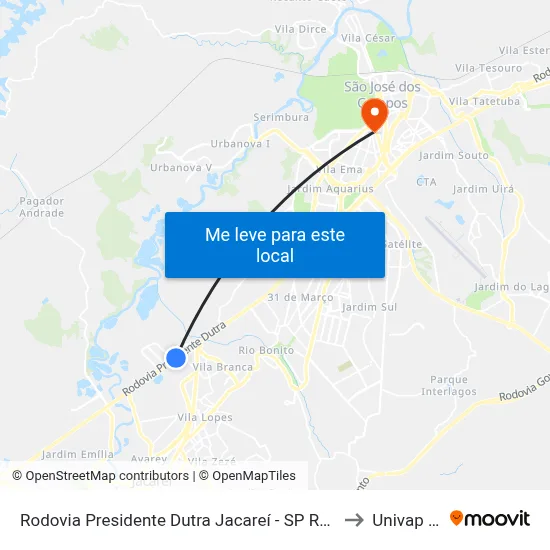 Rodovia Presidente Dutra Jacareí - SP República Federativa Do Brasil to Univap - Direito map