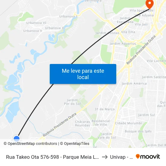 Rua Takeo Ota 576-598 - Parque Meia Lua Jacareí - SP Brasil to Univap - Direito map