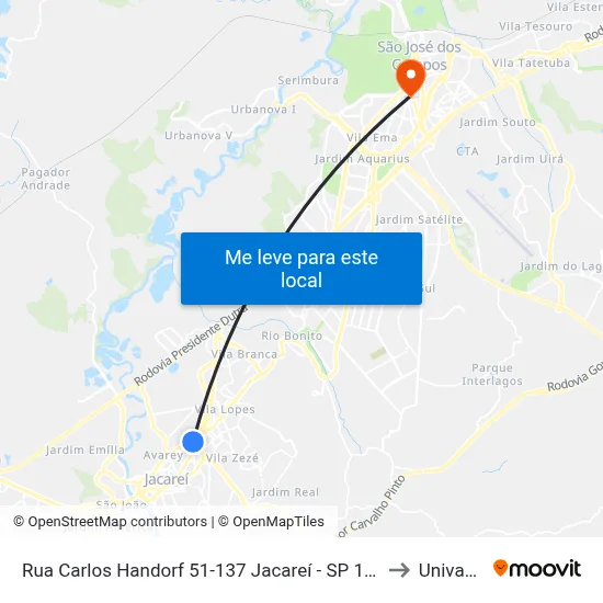 Rua Carlos Handorf 51-137 Jacareí - SP 12307-170 República Federativa Do Brasil to Univap - Direito map