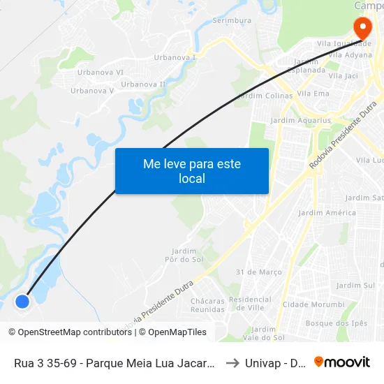 Rua 3 35-69 - Parque Meia Lua Jacareí - SP Brasil to Univap - Direito map