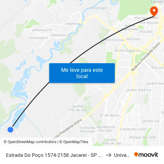 Estrada Do Poço 1574-2158 Jacareí - SP 12335-480 República Federativa Do Brasil to Univap - Direito map