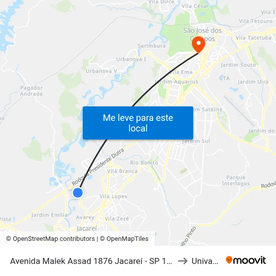 Avenida Malek Assad 1876 Jacareí - SP 12328-080 República Federativa Do Brasil to Univap - Direito map