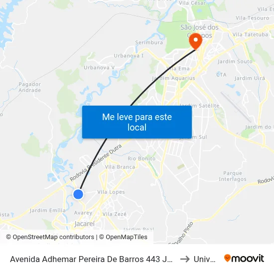 Avenida Adhemar Pereira De Barros 443 Jacareí - SP 12328-300 República Federativa Do Brasil to Univap - Direito map