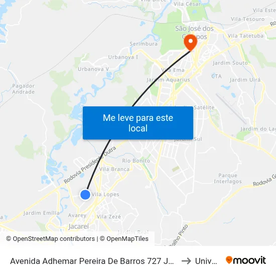 Avenida Adhemar Pereira De Barros 727 Jacareí - SP 12328-300 República Federativa Do Brasil to Univap - Direito map
