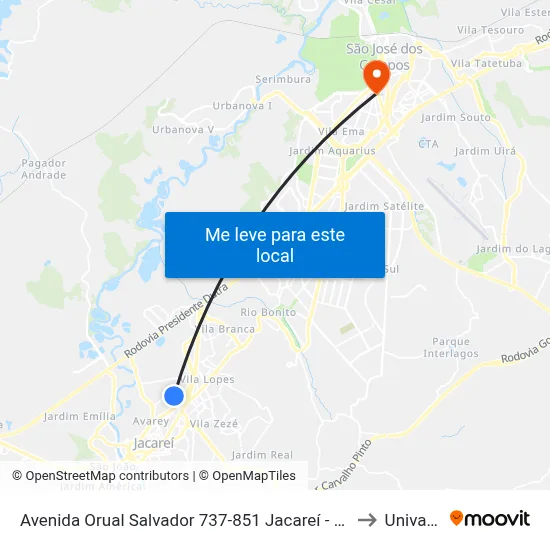 Avenida Orual Salvador 737-851 Jacareí - SP 12328-470 República Federativa Do Brasil to Univap - Direito map
