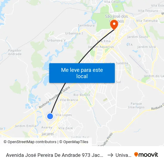 Avenida José Pereira De Andrade 973 Jacareí - SP 12328-290 República Federativa Do Brasil to Univap - Direito map