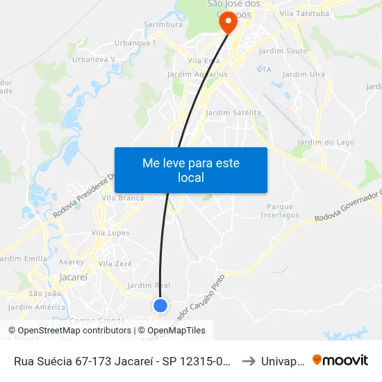 Rua Suécia 67-173 Jacareí - SP 12315-060 República Federativa Do Brasil to Univap - Direito map
