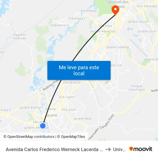 Avenida Carlos Frederico Werneck Lacerda 394-574 Jacareí - SP 12320-410 República Federativa Do Brasil to Univap - Direito map