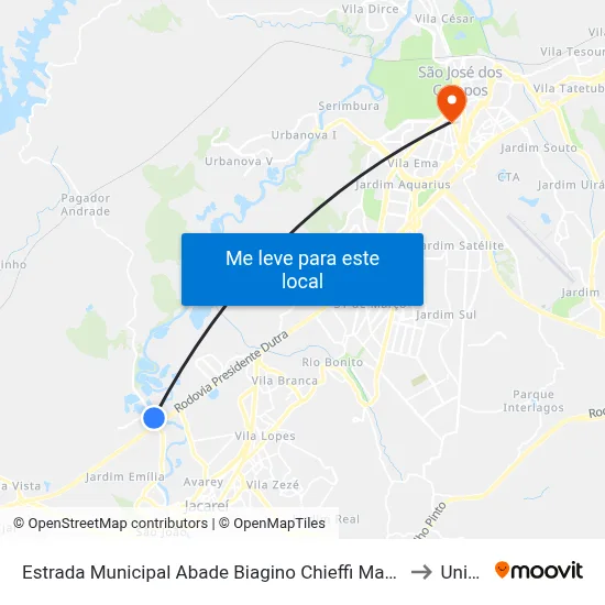 Estrada Municipal Abade Biagino Chieffi Macrozona Destinação Industrial (Mdi - Parateí) Jacareí - São Paulo 12334-480 Brasil to Univap - Direito map