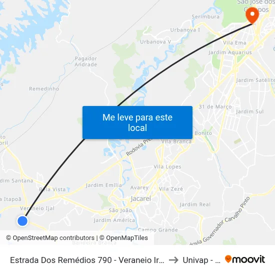Estrada Dos Remédios 790 - Veraneio Irajá Jacareí - SP Brasil to Univap - Direito map