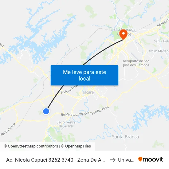 Ac. Nícola Capuci 3262-3740 - Zona De Adensamento Restrito (Zar) Jacareí - SP Brasil to Univap - Direito map