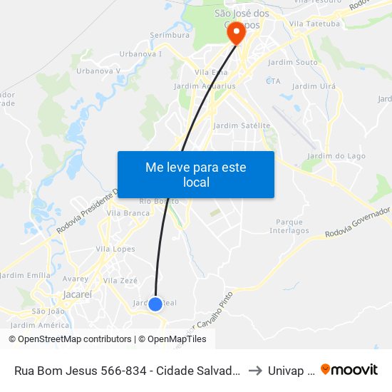 Rua Bom Jesus 566-834 - Cidade Salvador Jacareí - SP 12312-150 Brasil to Univap - Direito map
