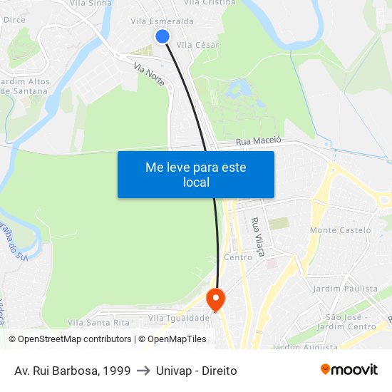 Av. Rui Barbosa, 1999 to Univap - Direito map