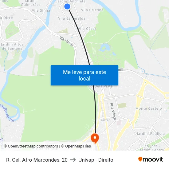R. Cel. Afro Marcondes, 20 to Univap - Direito map