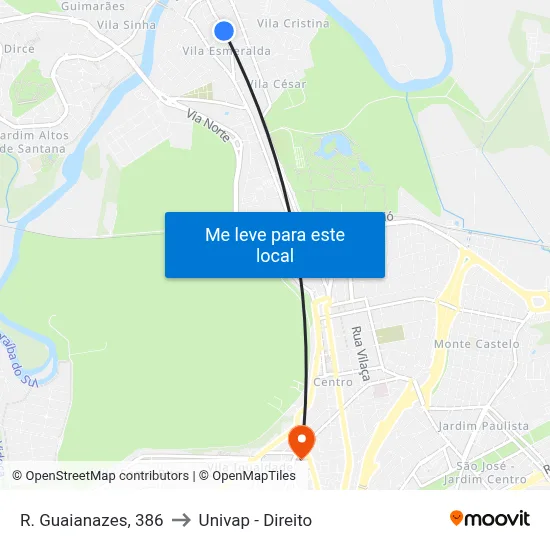 R. Guaianazes, 386 to Univap - Direito map