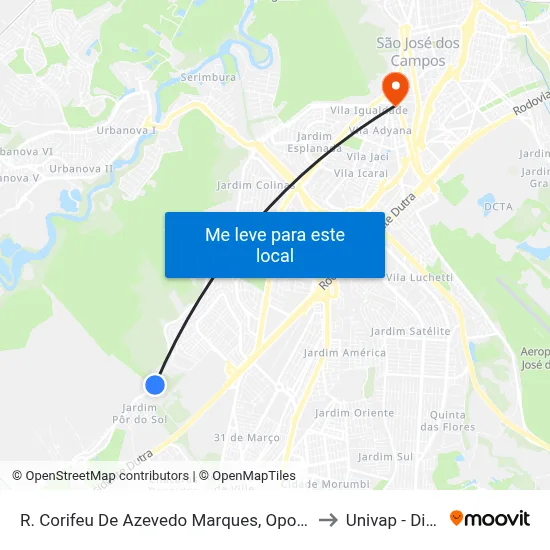R. Corifeu De Azevedo Marques, Oposto 3370 to Univap - Direito map