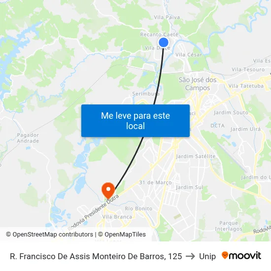 R. Francisco De Assis Monteiro De Barros, 125 to Unip map