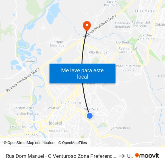 Rua Dom Manuel - O Venturoso Zona Preferencial 01 - Zap 1 Jacareí - São Paulo 12310 Brasil to Unip map