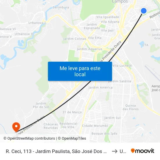 R. Ceci, 113 - Jardim Paulista, São José Dos Campos to Unip map