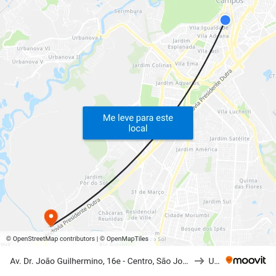 Av. Dr. João Guilhermino, 16e - Centro, São José Dos Campos to Unip map