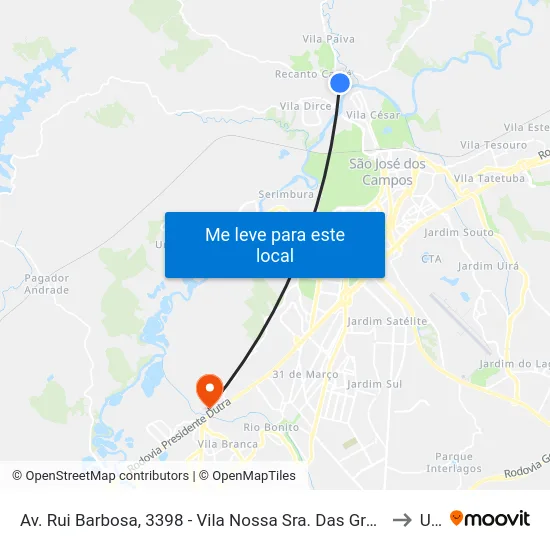 Av. Rui Barbosa, 3398 - Vila Nossa Sra. Das Gracas, São José Dos Campos to Unip map