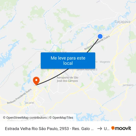 Estrada Velha Rio São Paulo, 2953 - Res. Galo Branco, São José Dos Campos to Unip map