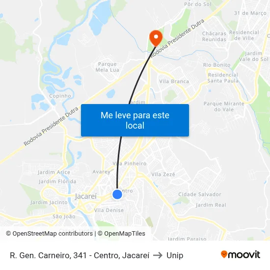R. Gen. Carneiro, 341 - Centro, Jacareí to Unip map