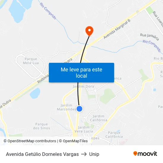 Avenida Getúlio Dorneles Vargas to Unip map