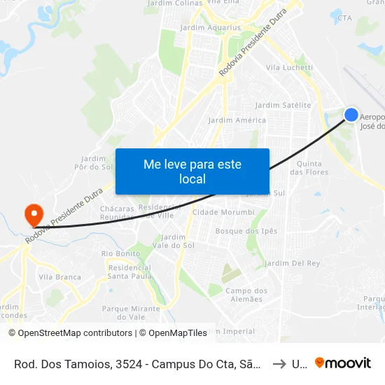 Rod. Dos Tamoios, 3524 - Campus Do Cta, São José Dos Campos to Unip map
