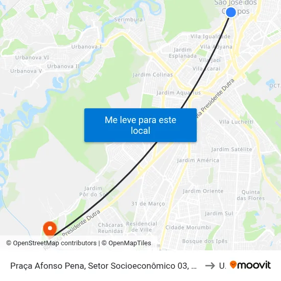 Praça Afonso Pena, Setor Socioeconômico 03, São José Dos Campos - São Paulo, 12210, Brasil - Centro, São José Dos Campos to Unip map