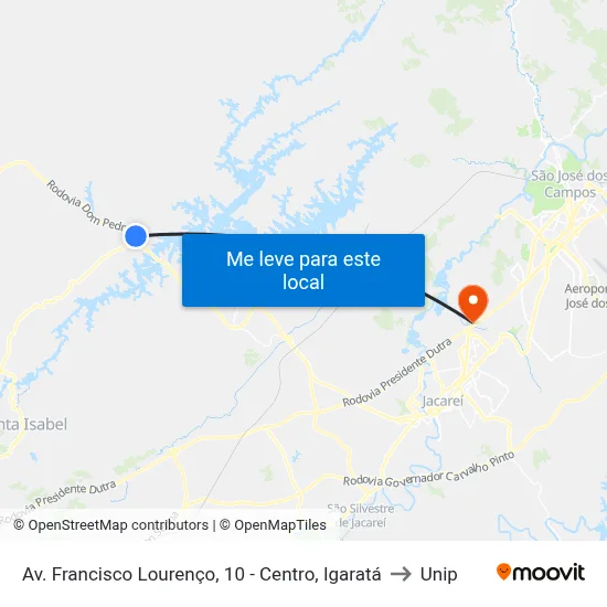 Av. Francisco Lourenço, 10 - Centro, Igaratá to Unip map