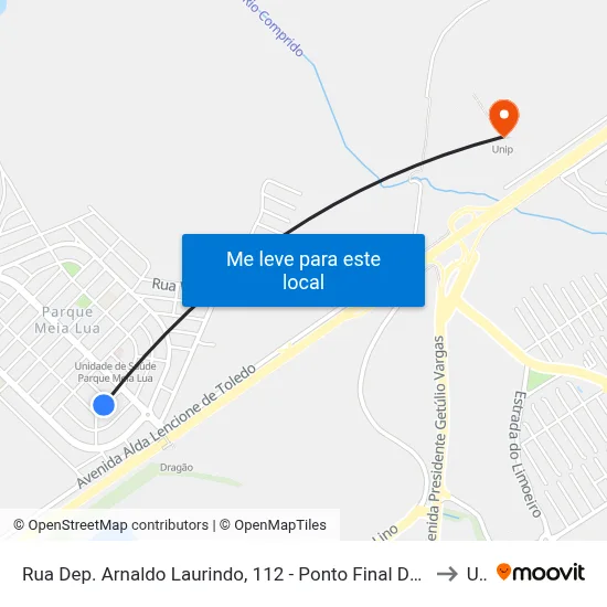Rua Dep. Arnaldo Laurindo, 112 - Ponto Final Da Linha 5118 - Parque Meia Lua, Jacareí to Unip map