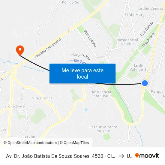 Av. Dr. João Batista De Souza Soares, 4520 - Cidade Morumbi, São José Dos Campos to Unip map