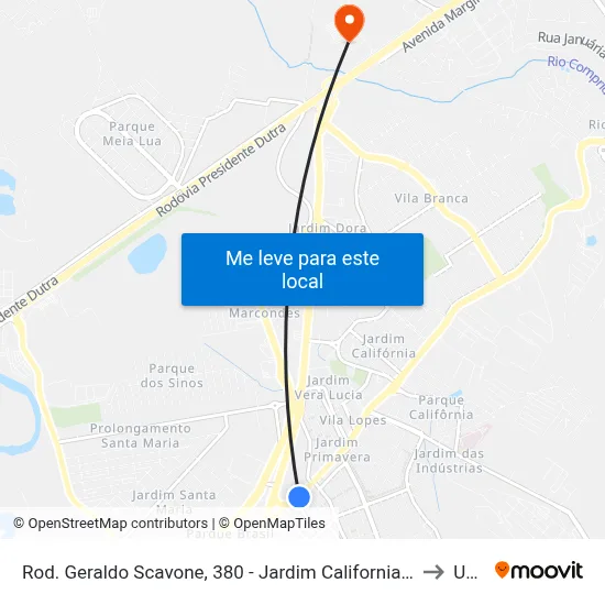 Rod. Geraldo Scavone, 380 - Jardim California, Jacareí to Unip map