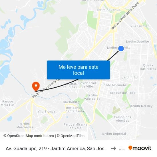 Av. Guadalupe, 219 - Jardim America, São José Dos Campos to Unip map
