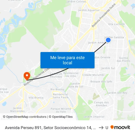 Avenida Perseu 891, Setor Socioeconômico 14, São José Dos Campos - São Paulo, 12230, Brasil - Res. Cidade Jardim, São José Dos Campos to Unip map