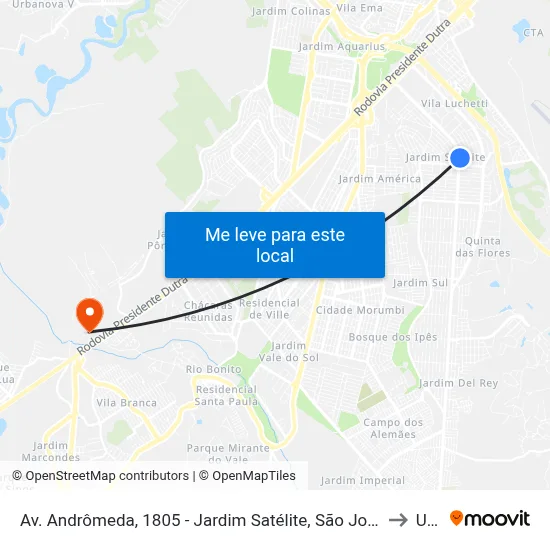 Av. Andrômeda, 1805 - Jardim Satélite, São José Dos Campos to Unip map